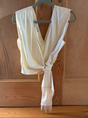 Vintage Draped Tie-Front Sleeveless Top